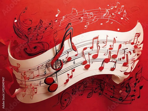 music notes on transparent  background
