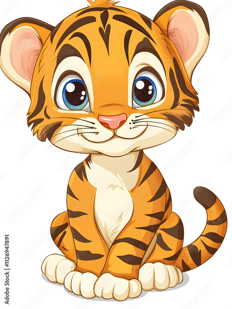 Cute cartoon tiger isolated on white background Cute cartoon tiger isolated on white background