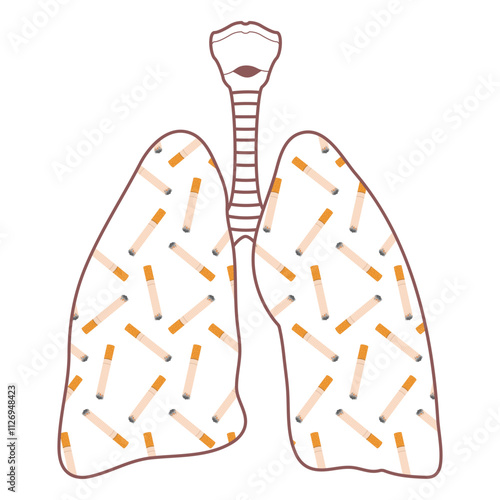 Sick lungs concept. Vector illustration.