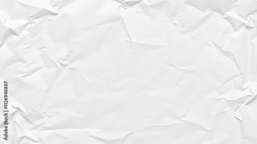 Obraz premium Close up of crumpled white paper with shadows and texture, texture, crumpled, copy space