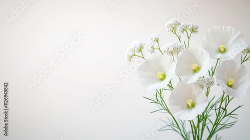 The delicate white flowers of the baby's breath plant contrast beautifully against the crisp, clean backdrop of a white background