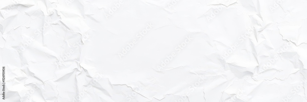 Obraz premium Crumpled white paper texture background with wrinkled creases for design projects, blank, surface, background