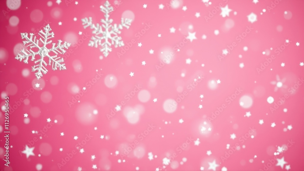 Pink Background with Sparkling Snowflakes and Stars Perfect for Winter Holiday Designs Pink Background with Sparkling Snowflakes and Stars Perfect for Winter Holiday Designs