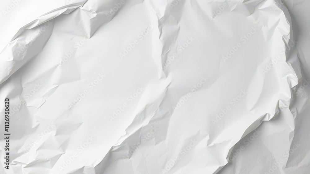 Crumpled white paper with sharp creases and wrinkles, contrasting light and shadows, contrast, blank, object Crumpled white paper with sharp creases and wrinkles, contrasting light and shadows, contrast, blank, object