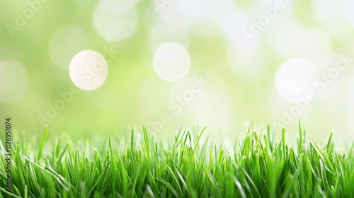 Lush Green Grass with Soft Bokeh Background in Bright Natural Environment