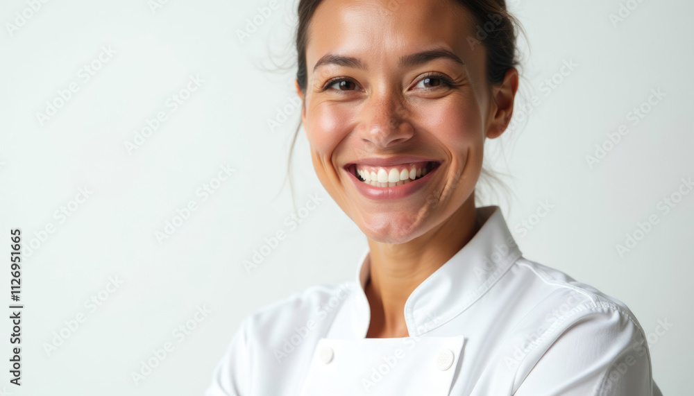 Happy chef in white uniform with bright smile. Happy chef in white uniform with bright smile.