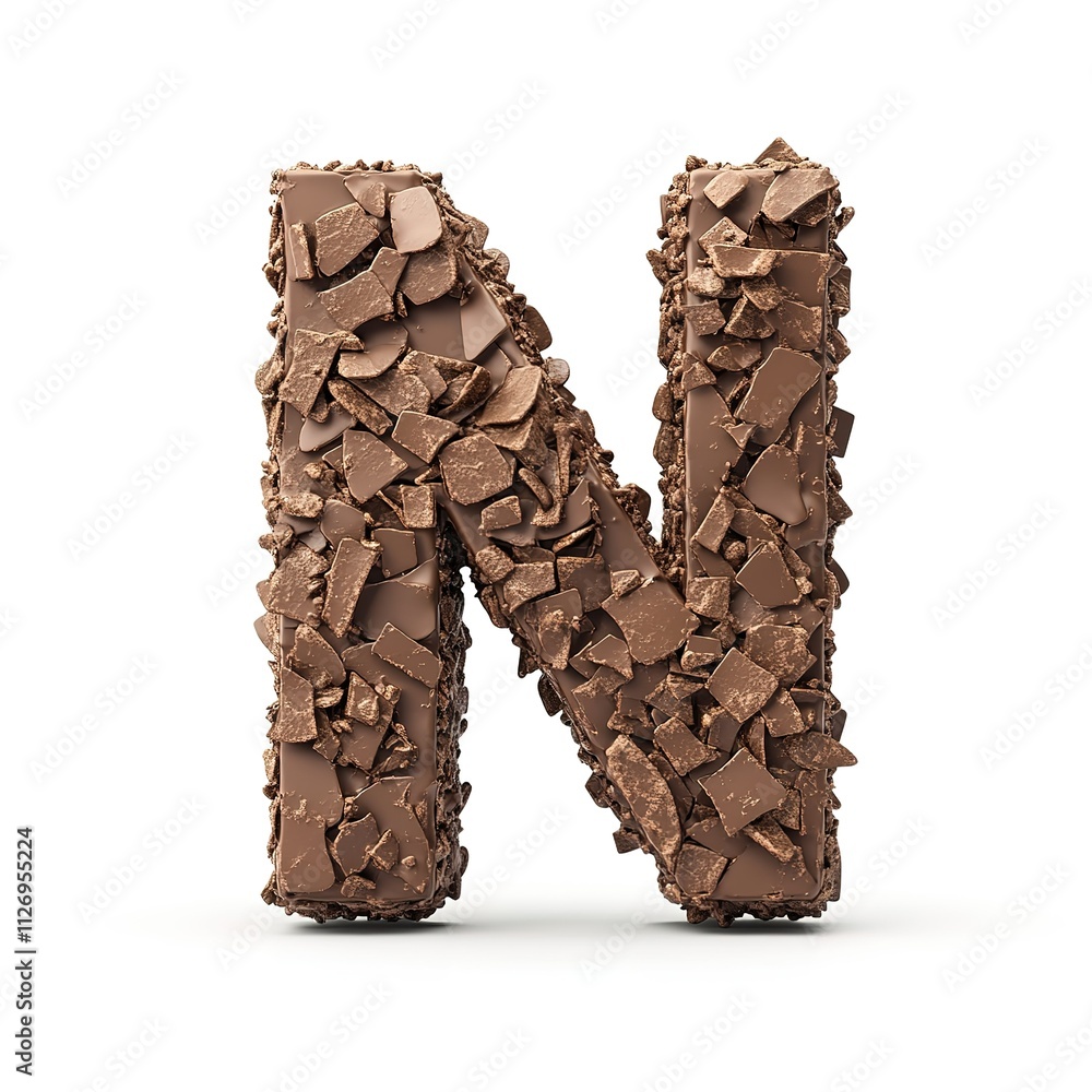 The letter N is made of chocolate chips