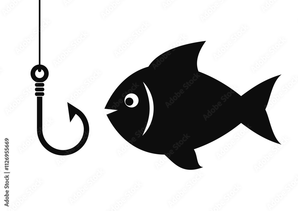 Empty fish hook vector icon