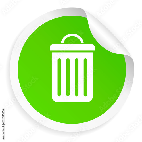 Green vector sticker with organic waste bin