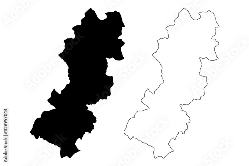 Raska District (Republic of Serbia, Districts in Sumadija and Western Serbia) map vector illustration, scribble sketch Raska map