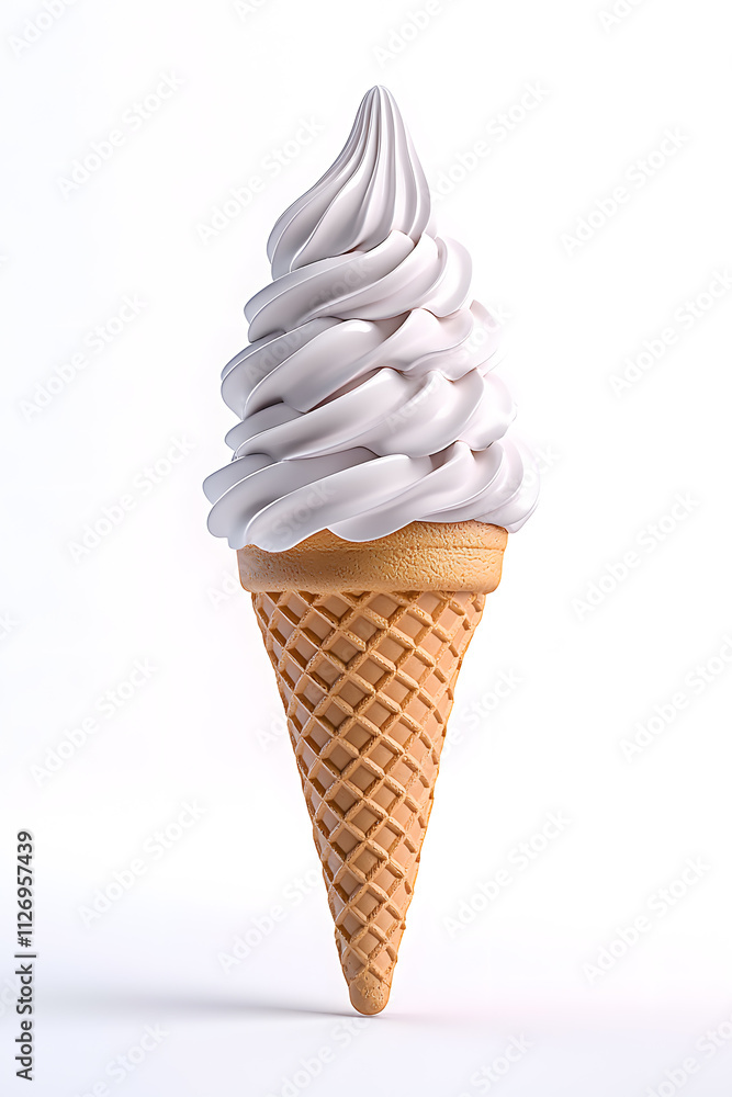 Vanilla ice cream in a waffle cone isolated on white background Vanilla ice cream in a waffle cone isolated on white background