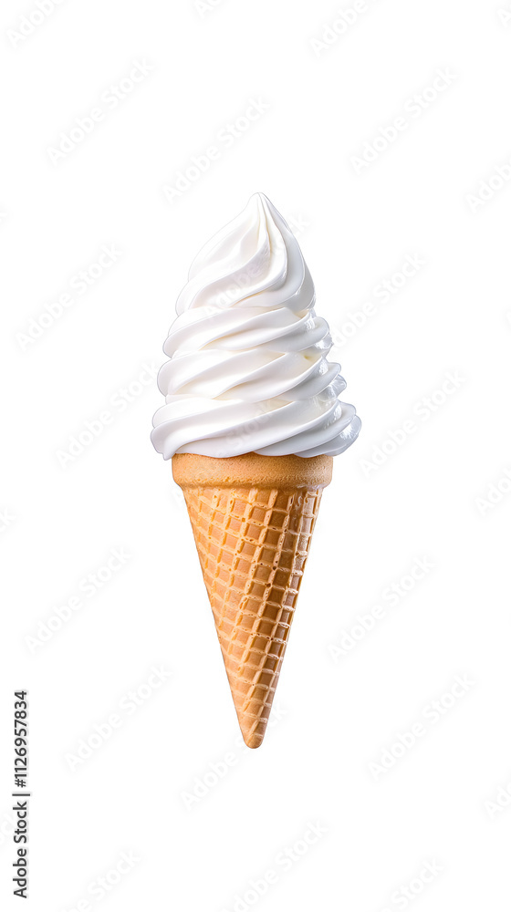 Vanilla ice cream in a waffle cone isolated on white background Vanilla ice cream in a waffle cone isolated on white background