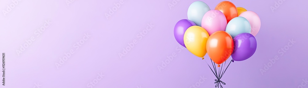 Colorful Balloons Floating Against a Soft Purple Background for Celebrations and Festive Occasions Colorful Balloons Floating Against a Soft Purple Background for Celebrations and Festive Occasions
