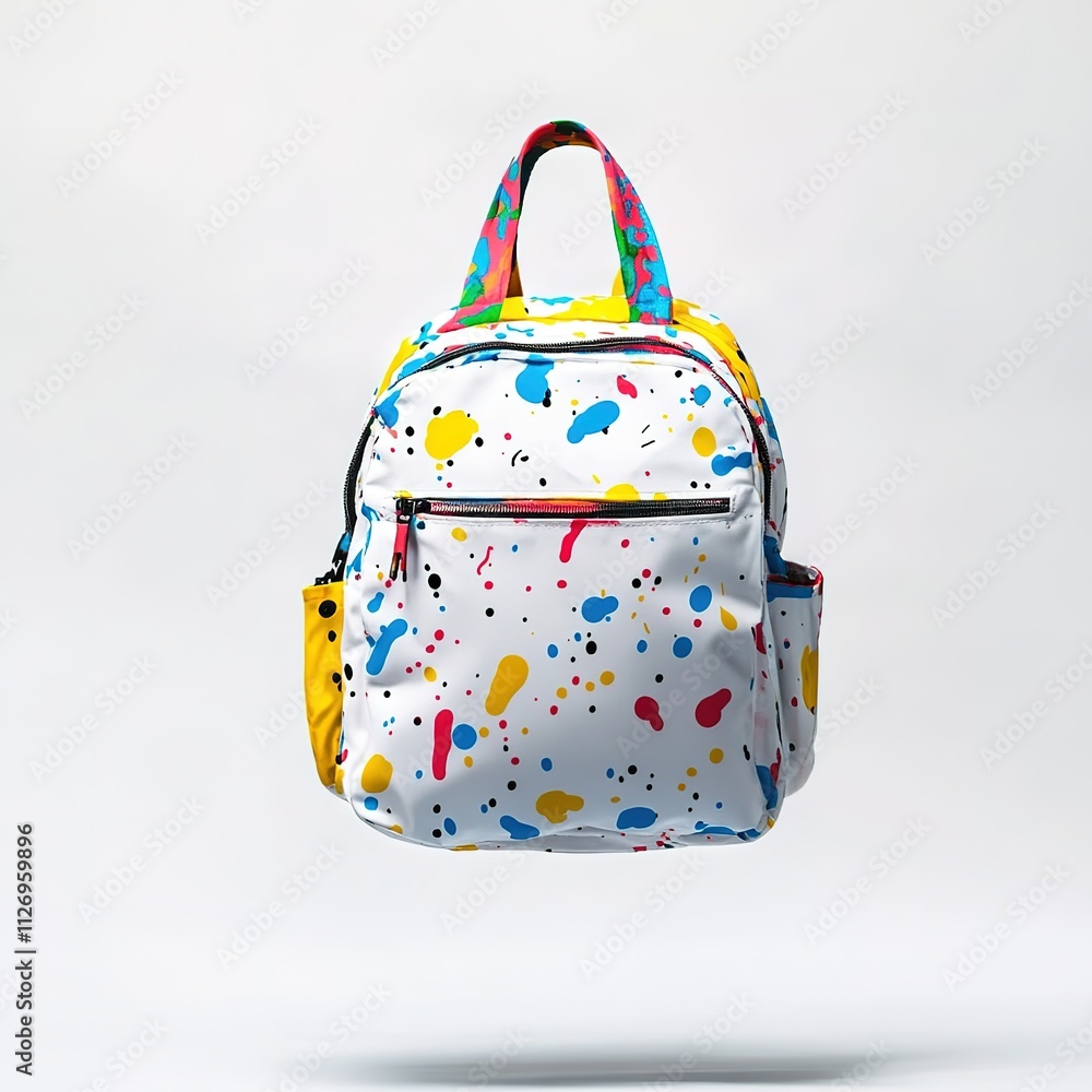 A colorful backpack with a white background A colorful backpack with a white background