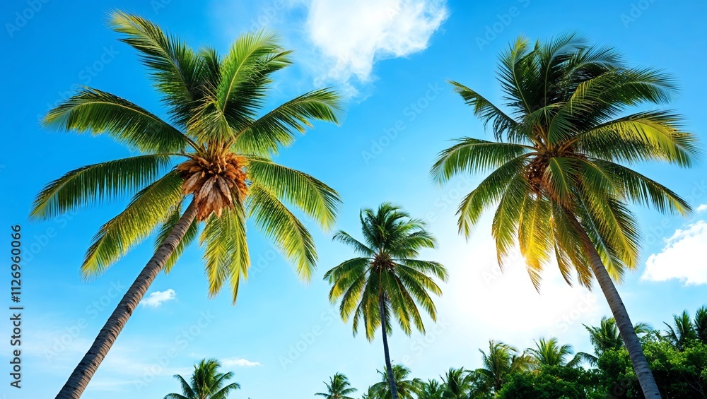 Fototapeta premium coconut palm tree and blue sky 
