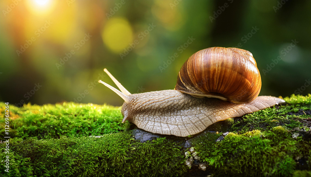close up photo of snail on mossy rock close up photo of snail on mossy rock