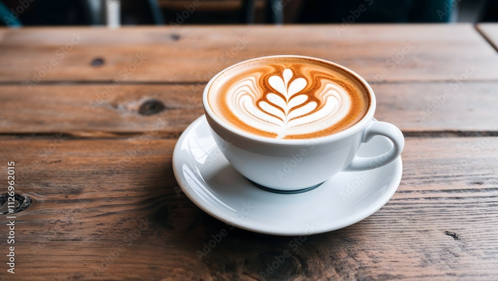 Close up hot cappuccino white coffee cup with heart shape latte art on dark brown old wood table at cafe,food and drink concept Close up hot cappuccino white coffee cup with heart shape latte art on dark brown old wood table at cafe,food and drink concept