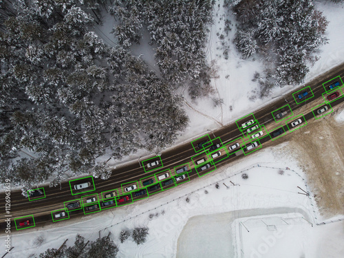 Aerial view of moving traff...