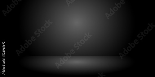 black photo studio background with gradient in center, stage for presentation