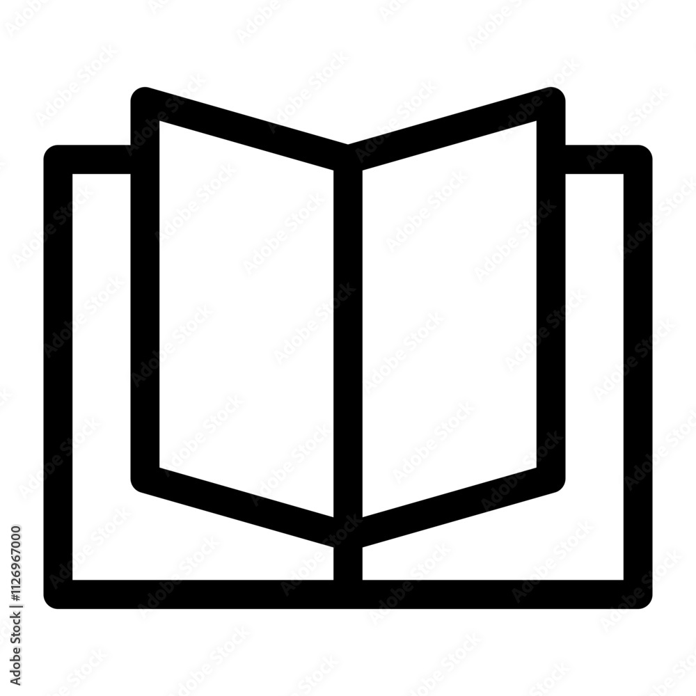 Simple line icon of an open book, perfect for education, literature, and library-related designs Simple line icon of an open book, perfect for education, literature, and library-related designs