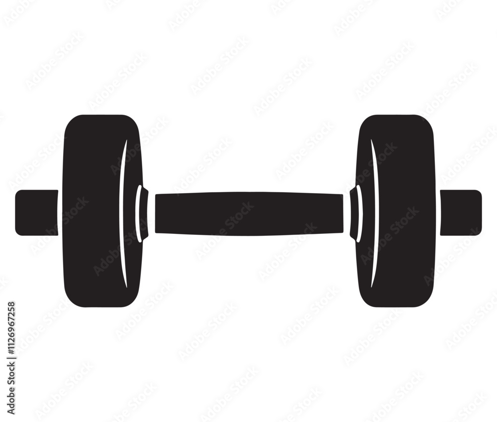 Dumbbell isolated on white background, Cartoon dumbbells silhouette icon Dumbbell isolated on white background, Cartoon dumbbells silhouette icon