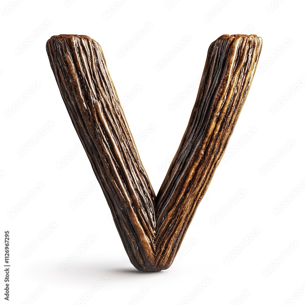 The letter V is made out of wood The letter V is made out of wood