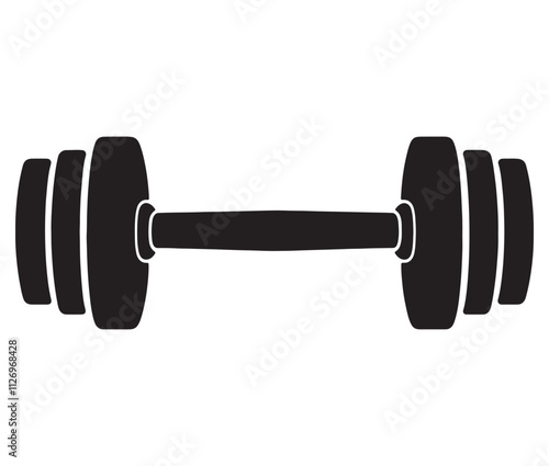 Dumbbell isolated on white background, Cartoon dumbbells silhouette icon
