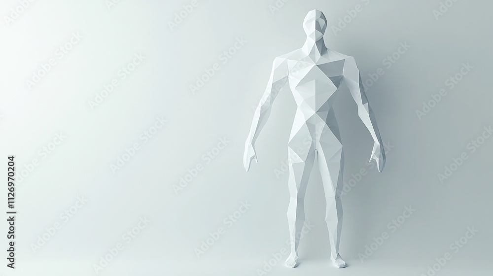 Minimalist Papercraft Human Figure in Monochrome Studio Setting Minimalist Papercraft Human Figure in Monochrome Studio Setting