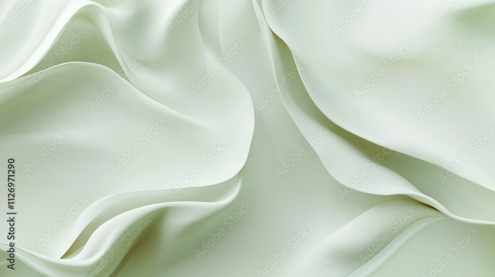 Fototapeta premium Close-up of flowing, soft, light fabric with elegant folds and texture.