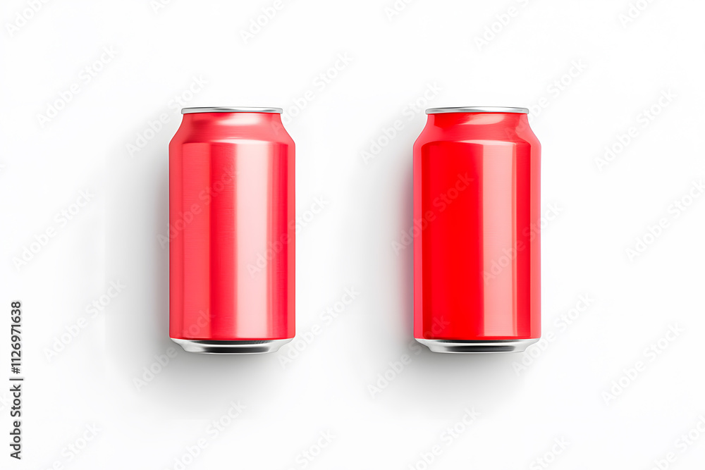 Red aluminum can mockup isolated on white background Red aluminum can mockup isolated on white background