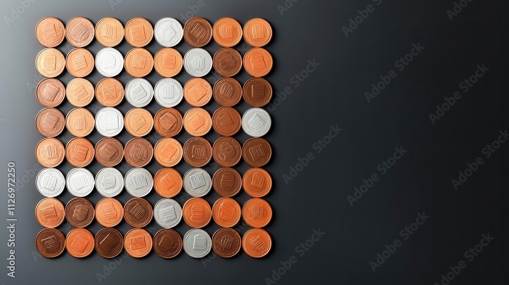 Creative pie chart made of real coins and tax notes, Tax visualization, Unique financial artwork Creative pie chart made of real coins and tax notes, Tax visualization, Unique financial artwork