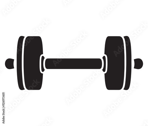 Dumbbell isolated on white background, Cartoon dumbbells silhouette icon