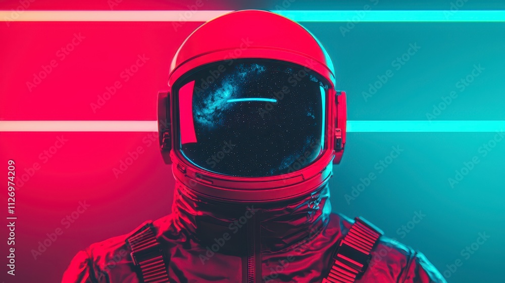 Retro Futuristic Astronaut in Neon Lights Retro Futuristic Astronaut in Neon Lights