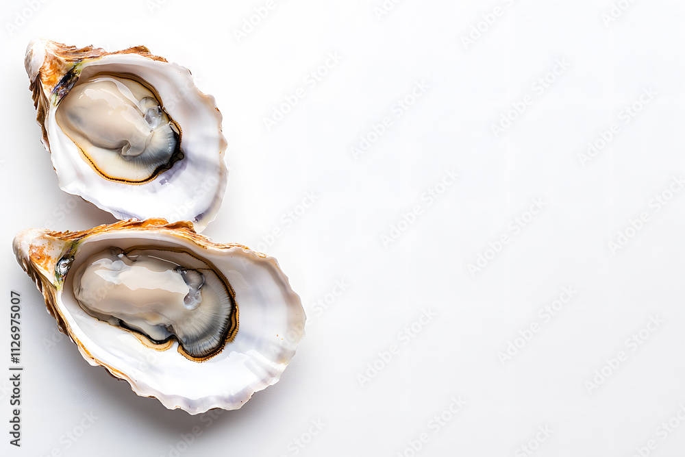 Oyster top view isolated on white background Oyster top view isolated on white background
