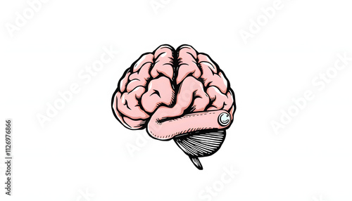 Neuromarketing concept with brain and wallet isolated highlighted by white, png photo