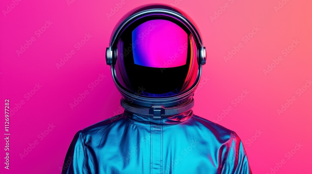 Astronaut Portrait in Neon Pink and Blue Light Astronaut Portrait in Neon Pink and Blue Light