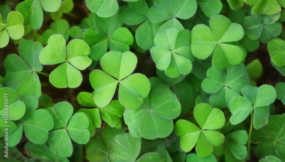 Vivid Close-Up of a Four Three Leaf Clover Among a Sea of Green Shamrocks. Symbol of Luck and Happiness for St. Patrick's Day Celebrations, Perfect for Holiday Decor or Inspirational Imagery Vivid Close-Up of a Four Three Leaf Clover Among a Sea of Green Shamrocks. Symbol of Luck and Happiness for St. Patrick's Day Celebrations, Perfect for Holiday Decor or Inspirational Imagery