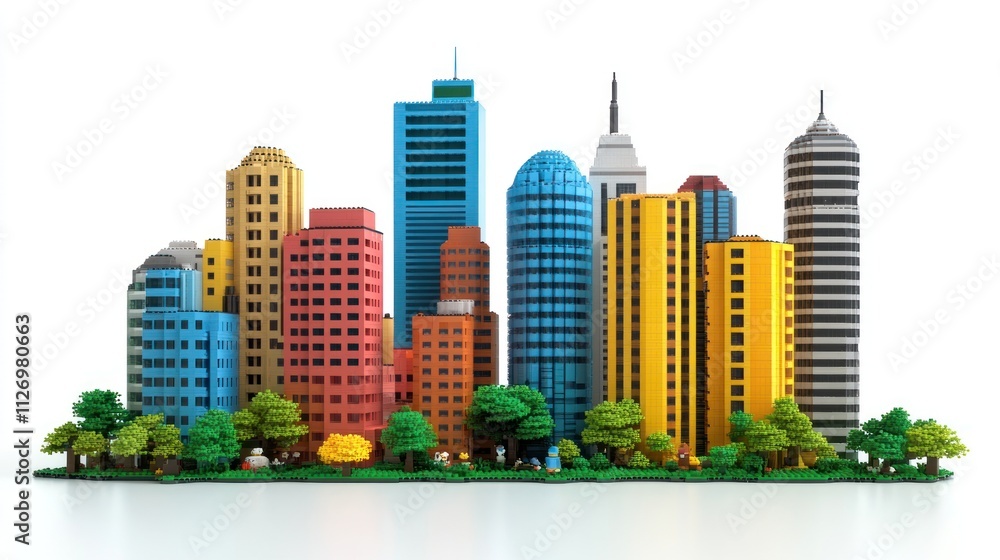 Fototapeta premium cityscape made of block brick showcasing intricate urban architecture.