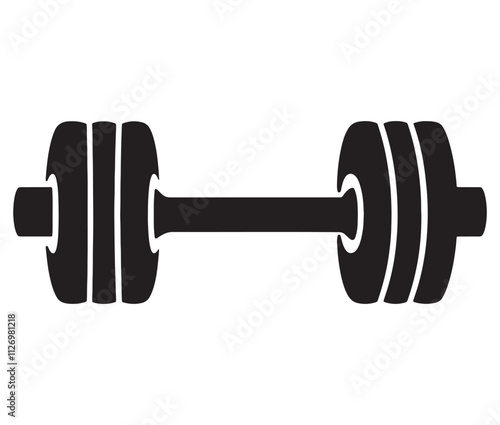 Dumbbell isolated on white background, Cartoon dumbbells silhouette icon