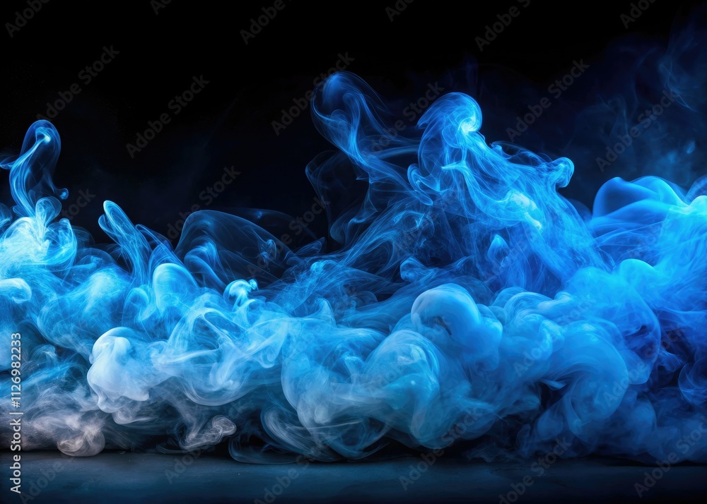 Obraz premium Abstract Blue Smoke Cloud Panoramic 4K - Dynamic Fog Flow Effect