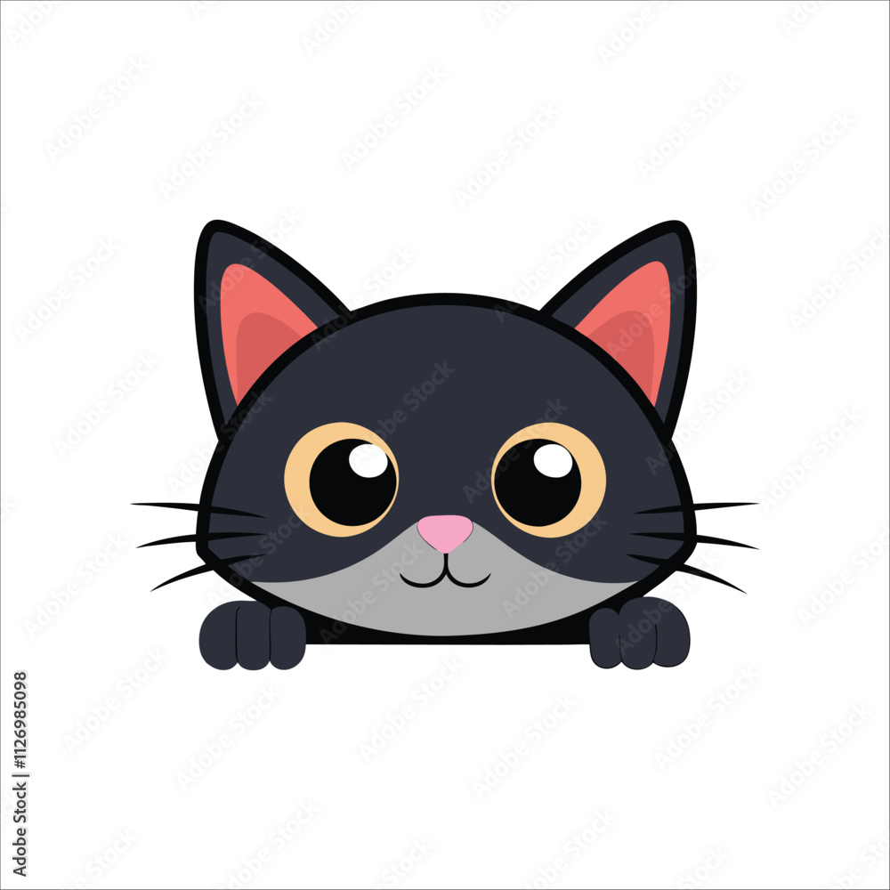 Cute cat peeking cartoon vector illustration white background Cute cat peeking cartoon vector illustration white background