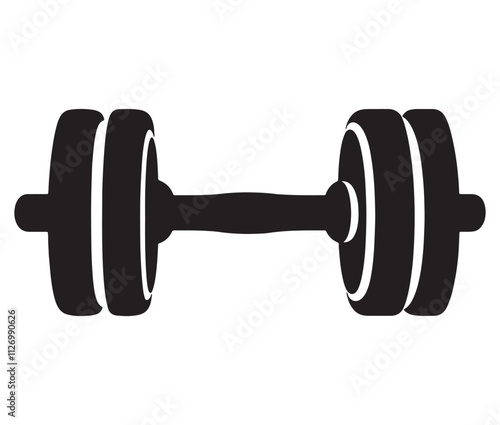 Dumbbell isolated on white background, Cartoon dumbbells silhouette icon