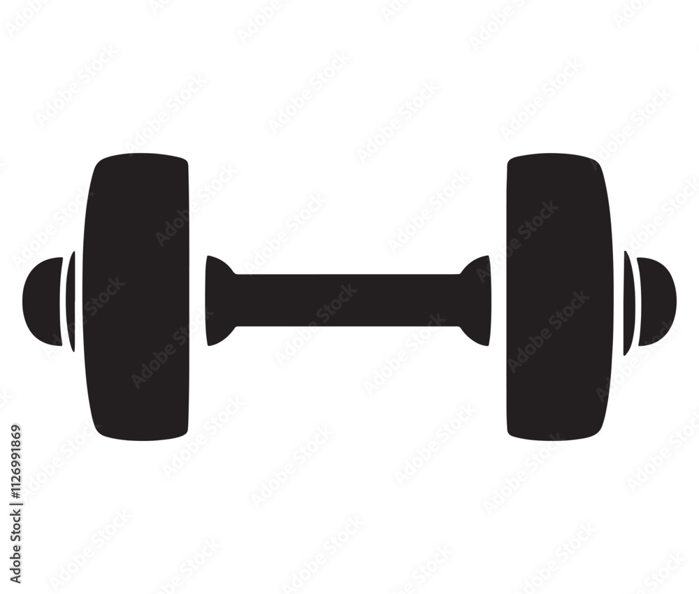 Dumbbell isolated on white background, Cartoon dumbbells silhouette icon Dumbbell isolated on white background, Cartoon dumbbells silhouette icon
