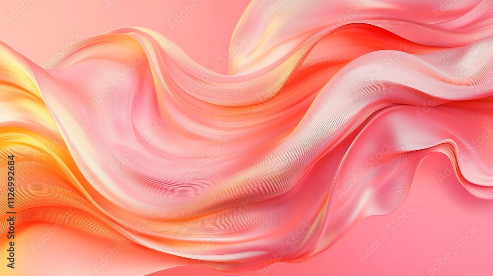Obraz premium Abstract pink and orange flowing fabric waves.