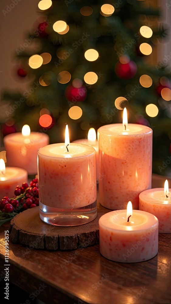 Handmade natural eco flaming candle on a Christmas background. Gift, present, craft for New Year and Christmas. Hobby candle making, home made. Handmade natural eco flaming candle on a Christmas background. Gift, present, craft for New Year and Christmas. Hobby candle making, home made.