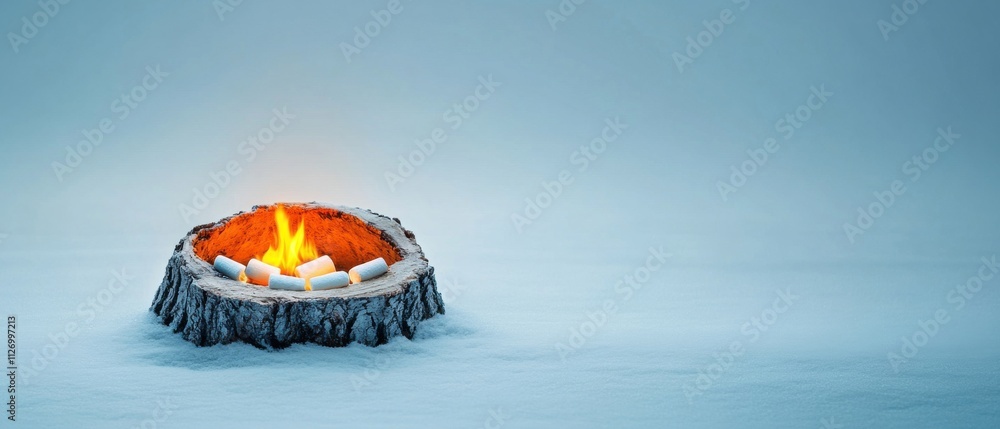 Naklejka premium [Cozy Bonfire Gathering Smores Outdoors] Fiery Iceberg Fragment Amidst Arctic Frost