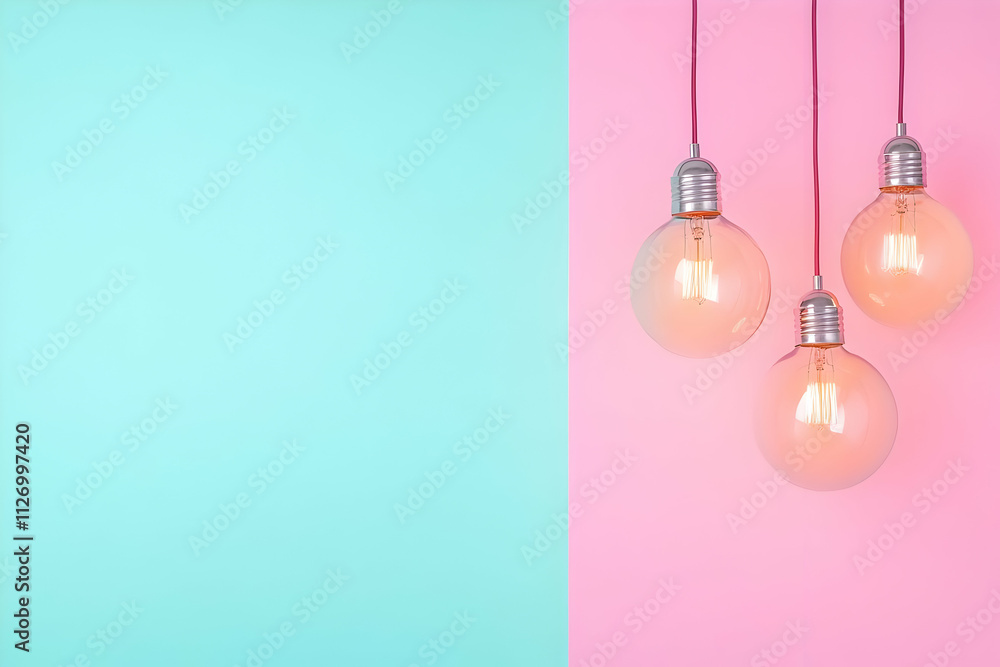 Pastel Background with Hanging Bulbs Illustration Pastel Background with Hanging Bulbs Illustration