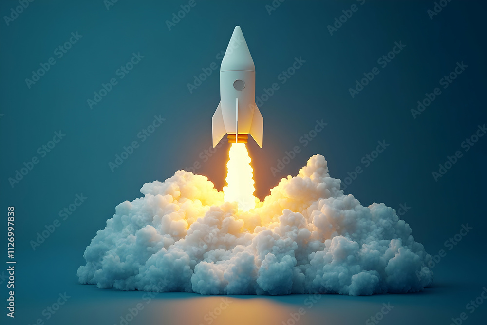 Obraz premium 3D Rocket Launch Illustration