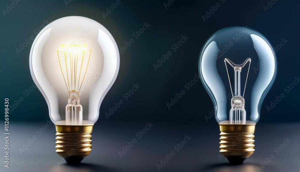 side by side comparison of incandescent and led light bulbs on dark background side by side comparison of incandescent and led light bulbs on dark background