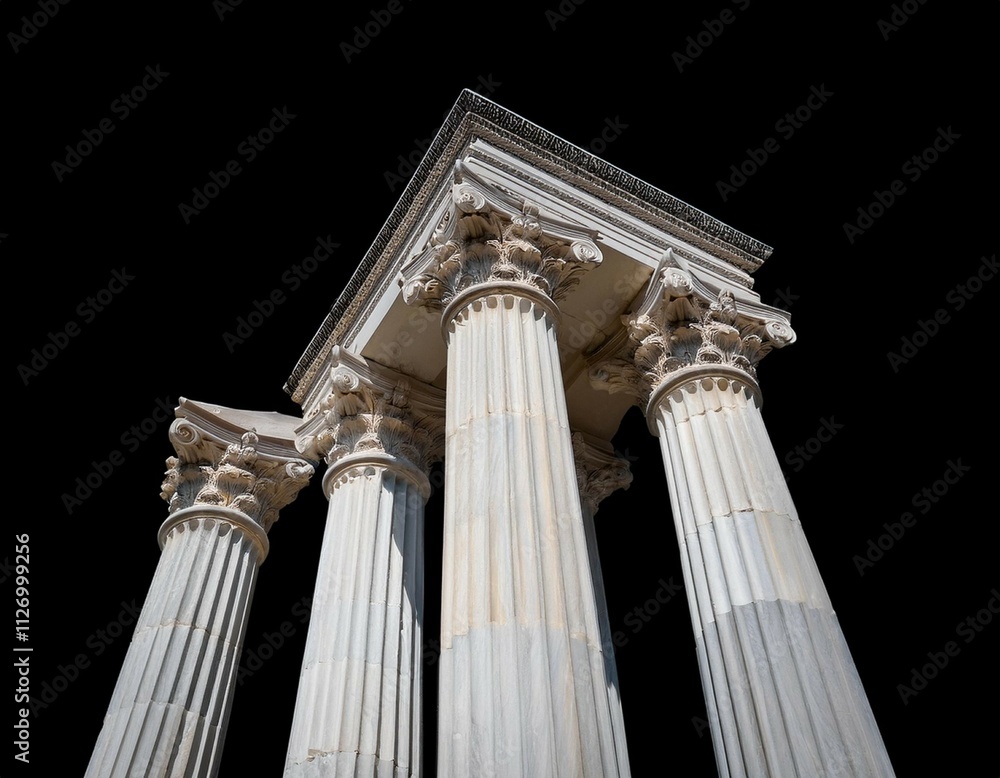 white ancient marble pillars on black background white ancient marble pillars on black background